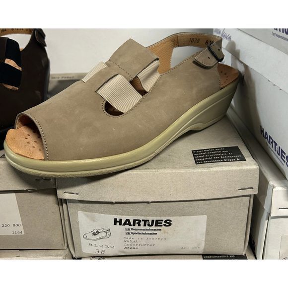 Vintage‎ Hartjes Women's Stone Nubuck Sling-back Sandals 81232 - Picture 1 of 4